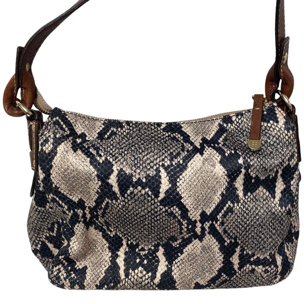 Kate Spade Handbag Python Sateen Brown Leather Tr… - image 3